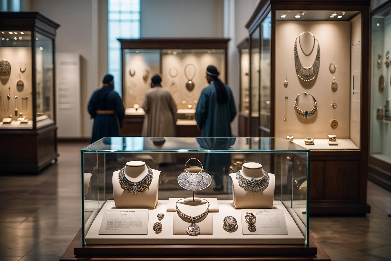 Bijoux berbères à Marrakech : boucles d'oreilles et style authentique Exposition de bijoux berbères en musée